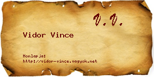 Vidor Vince névjegykártya